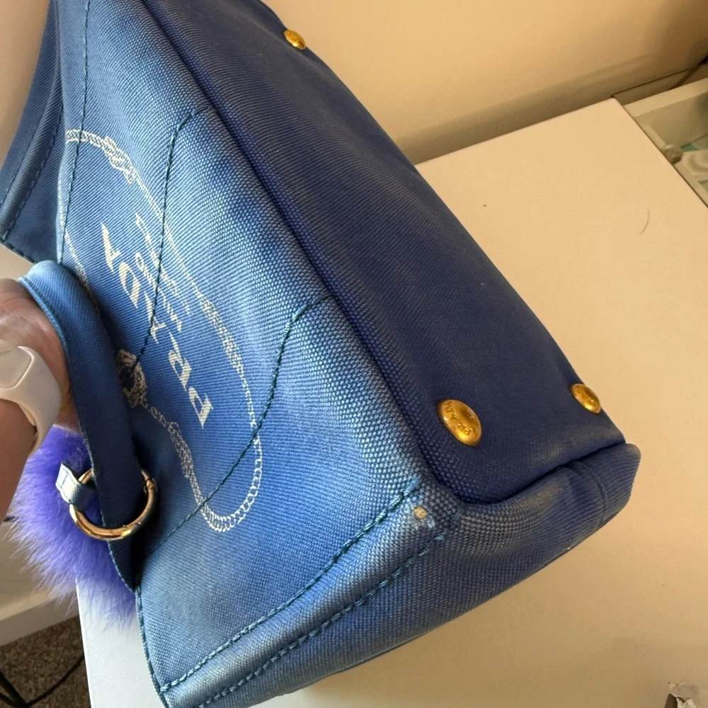 Prada Royal Blue Canvas Tote - Picture 10 of 12